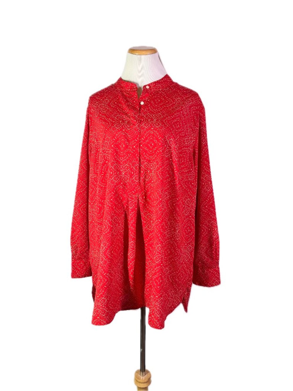 Lauren Ralph Lauren Plus Size 2X Red Popover Tunic Top Polyester